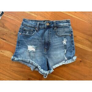 Kendall + Kylie ‘The Drifter High-Rise’ Jean Denim Distressed Shorts sz 5/27
